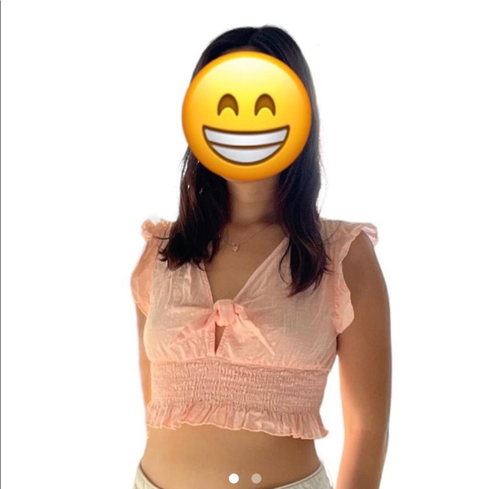 Rose colored tie front crop top